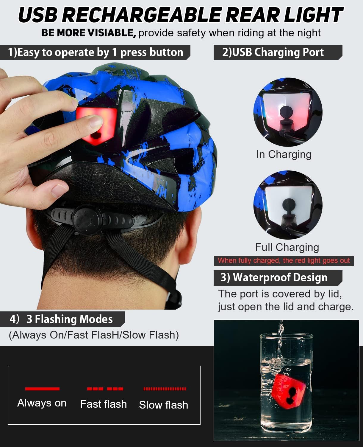 RaMokey Adult Bike Helmet with Light, City Helmet Urban Bike Helmet for Men and Women with Detachable Magnetic Protective Glasses Visor, Bike Helmet with 18 Ventilation Channels 57-62cm.