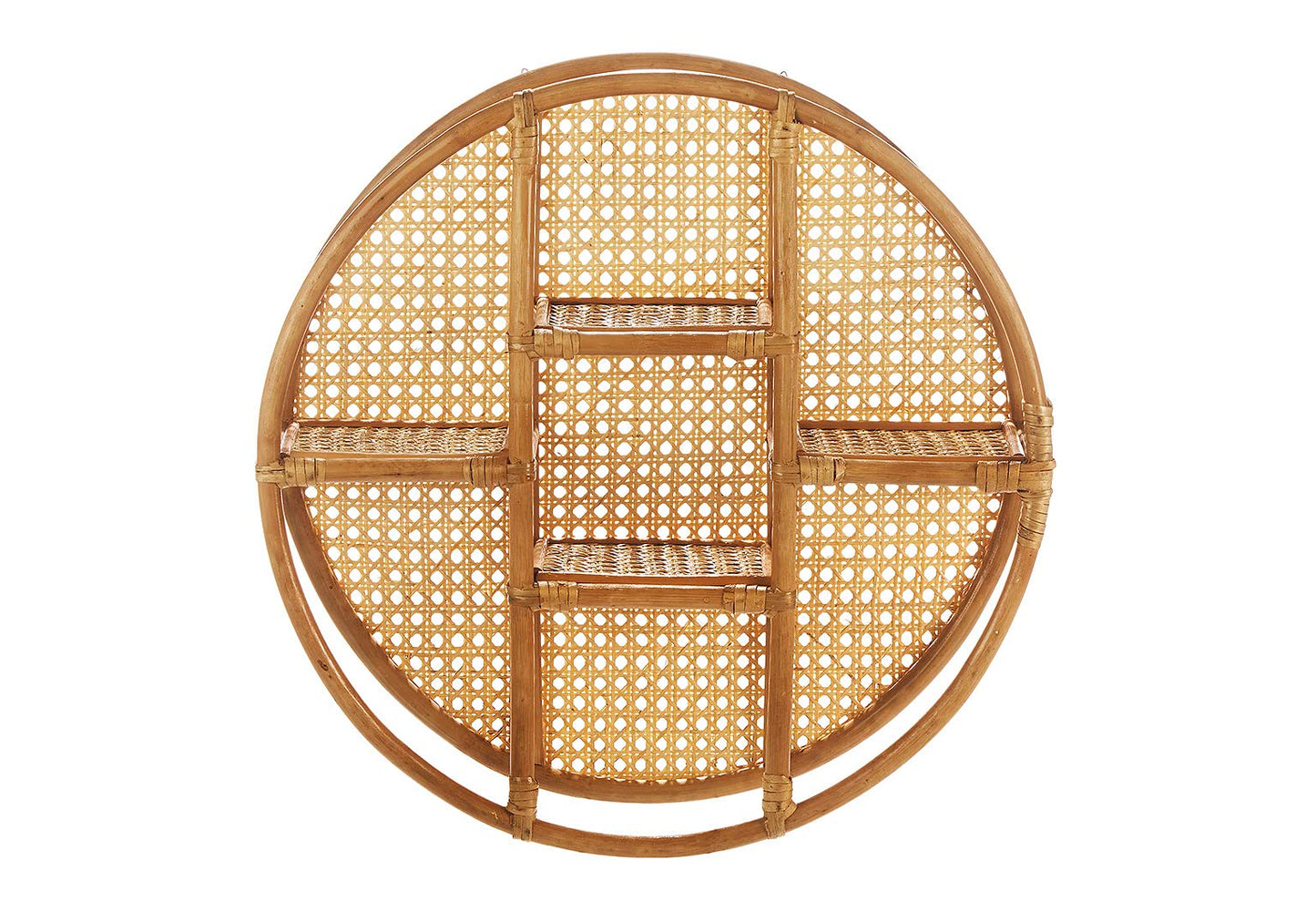 Kobolo Vienna Rattan Hanging Shelf - with Viennese weave - 4 shelves - round - 60cm