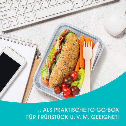 GOURMETmaxx Glass Storage Containers Klick-it 8-piece set | Perfect for sandwiches or meal prep | Dishwasher, microwave, and freezer safe | Storage box with lid