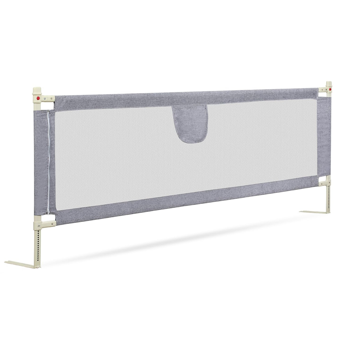 Ikodom 200cm bed rail for kids, adjustable in height from 64-96cm, bed guard rail, child bed rail, baby bed guard safe, easy to install, gray.
