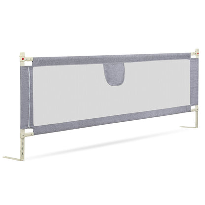Ikodom 200cm bed rail for kids, adjustable in height from 64-96cm, bed guard rail, child bed rail, baby bed guard safe, easy to install, gray.