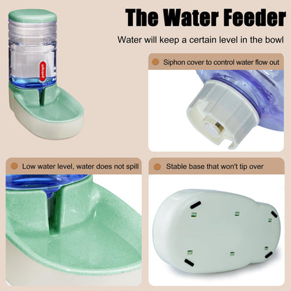 Automatic feeder for small and medium-sized pets, 3.8L, travel feeder and water dispenser for dogs, cats, pets (Green)