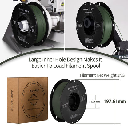 Carbon fiber PLA filament 1.75mm, TINMORRY PLA-CF 3D printing filament, Compatible with Bambu FDM 3D printers, 1 KG 1 spool, Gray-green