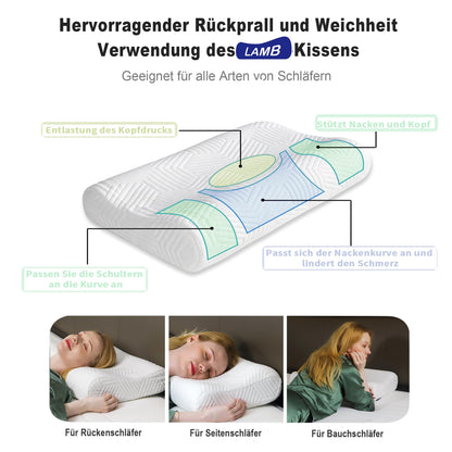 LAMB Adjustable Height Memory Foam Pillow Head Pillow, Neck Pillow Neck Support Pillow Ergonomic Pillow Anti-snoring Pillow with Removable Cover