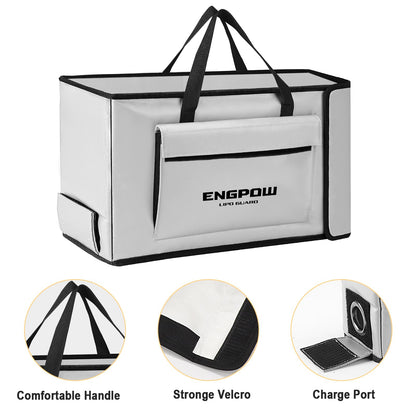 Battery bag Ebike battery bag Fireproof up to 2000°F Explosion-proof Lipo bag compatible with 2 E-Bike batteries Thick Shockproof Safe battery box Charging Transport Storage 45 x 12 x 25 cm