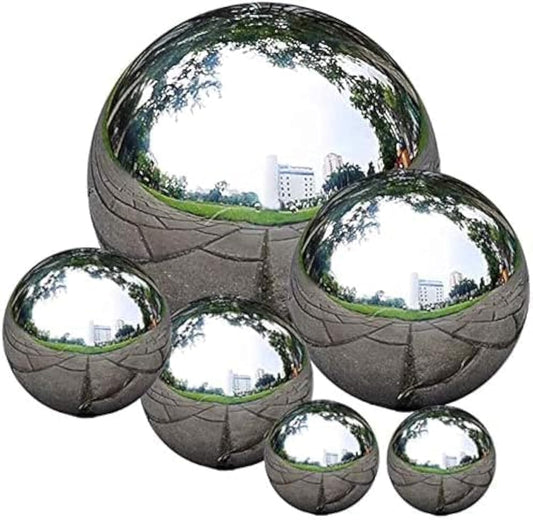 Zosenda stainless steel garden ball, 6 pieces 50-150 mm mirror-polished hollow ball. Reflective Gazing Ball, Floating Pond Balls Seamless decorative ball for home garden ornamentation.
