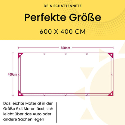 Shade net car dog 4x6m - aluminum heat shield with eyelets - UV sun protection net & breathable aluminum net 6x4m - shade net camping, vacation, sports - aluminum foil car aluminum net 6x4m