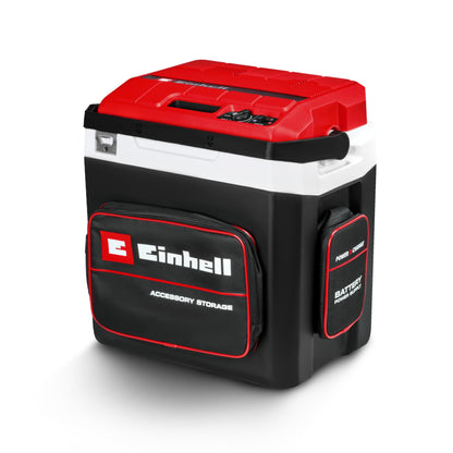 Einhell Battery-Powered Cooler TE-COL 18/27 Li-Solo Power X-Change (18 V, 27 liters, Cooling and Heating, Hybrid 12 V for Car, 230 V Power Connection, including Bags, without Battery)