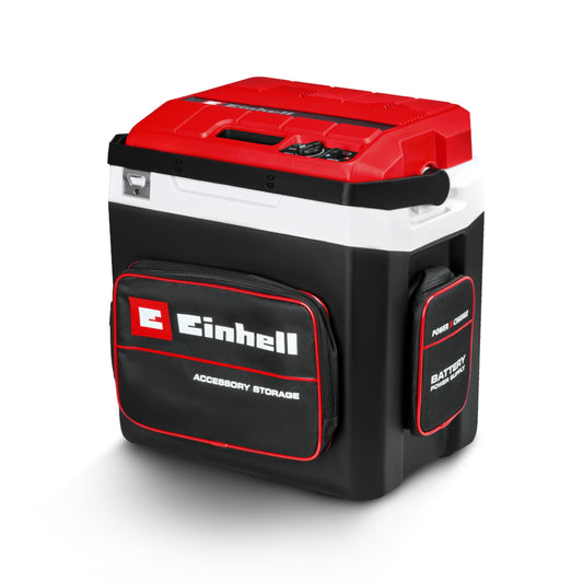Einhell Battery-Powered Cooler TE-COL 18/27 Li-Solo Power X-Change (18 V, 27 liters, Cooling and Heating, Hybrid 12 V for Car, 230 V Power Connection, including Bags, without Battery)