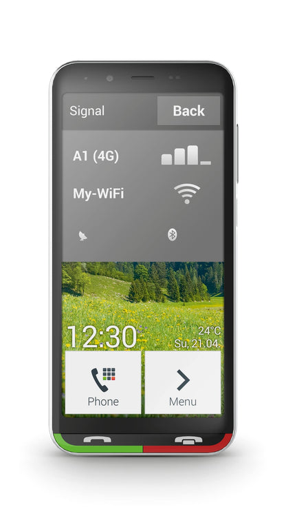 Emporia Super Easy - 4G smartphone, easy to use, SOS button, 4.95-inch display, 32 GB, 3 GB RAM, 13 Mpx camera, Android 10, charging station, Black (Italy)