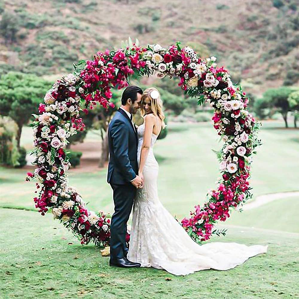 2M Metal Balloon Arch Kit, Iron Wedding Arch, DIY Metal Round Balloon Arch Garland, Round Ring Balloon Arch Kit, DIY Curved Bows, Flower Decor for Birthday Party, Christmas, Wedding