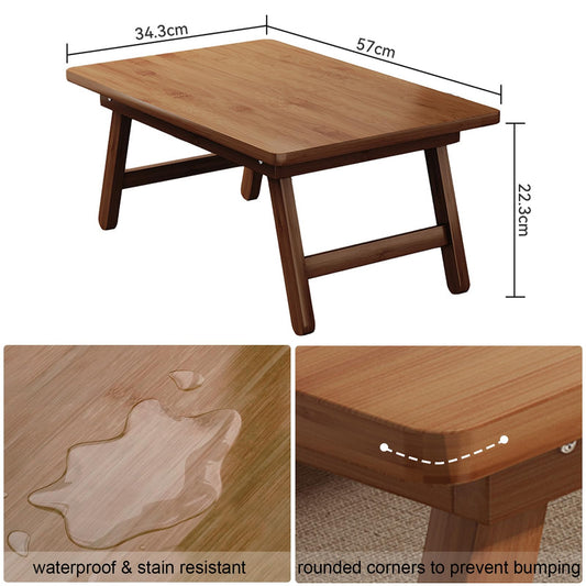 QHENS Foldable Low Table, Made of Bamboo Wood, Environmentally Friendly Material, No Smell, Small Camping Side Table Outdoor, 2.8kg, 57 x 34.3 x 22.3cm