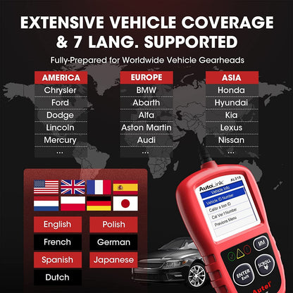 Autel AutoLink AL319 OBD2 diagnostic tool, one-click I/M readiness test, full OBD2 functions, car reader for all vehicles, German car diagnostic scanner, upgraded in 2024.