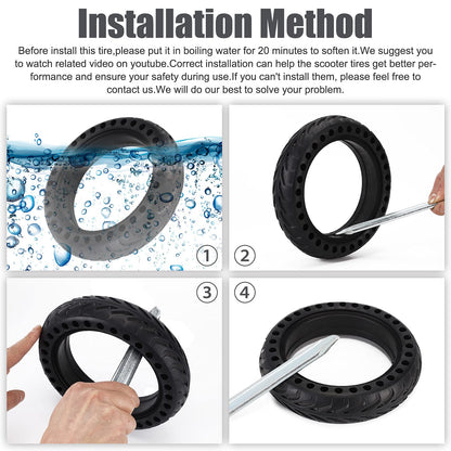 OUXI 8.5 inch E Scooter Solid Tire, 8 1/2 Solid Rubber Tire, 50/75-6.1 Tubeless Solid Tire for Xiaomi 1S / Pro 2 / M365 / M365 Pro / 3 / 3 Lite / Essential and all 8.5 inch Scooter Tires.
