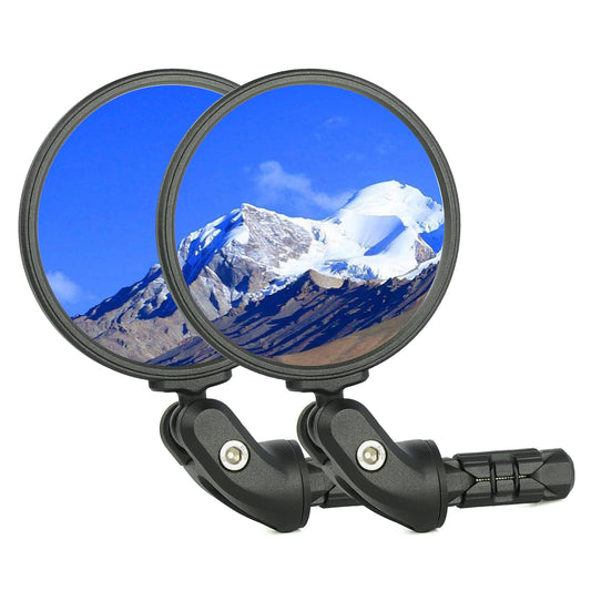 BriskMore Bike Mirrors, HD Glass, Convex Lens, 2 Pieces, Safer Rearview Mirror, Adjustable Handlebar, Wider View, Bike Mirrors for Scooters, Racing Bikes, Mountain Bikes.