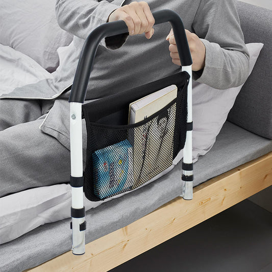OUUTMEE bed rail fall protection for adults, bed rail made of carbon steel with storage bag, portable and foldable safety rail, for elderly, pregnant individuals.