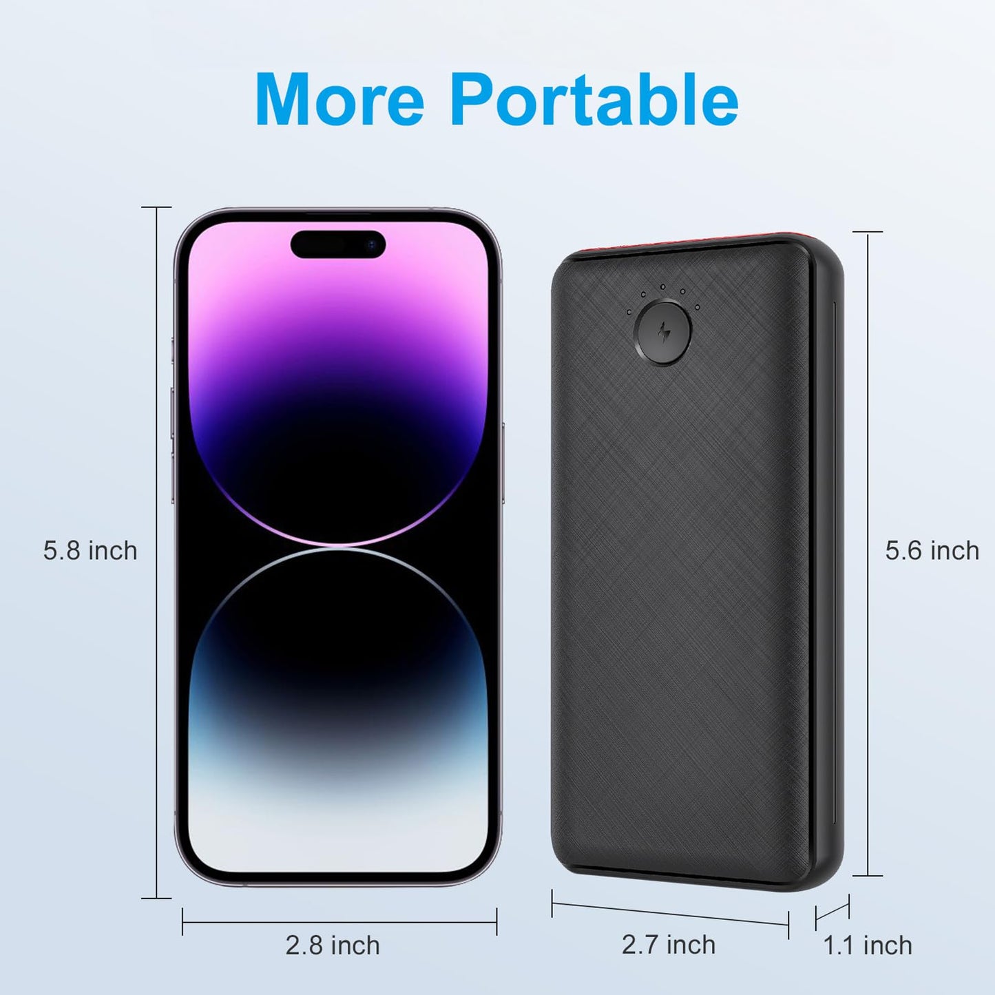 JIGA Power Bank 27000mAh 22.5W External Battery PD 20W USB C Powerbank with Flashlight, Portable Charger Compatible with iPhone 15 14 13 12 Pro Samsung Huawei iPad