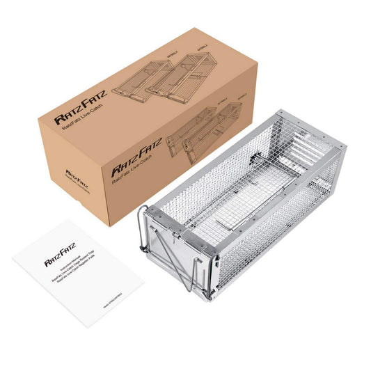 RatzFatz® Live Trap Mouse Trap, Premium Rat Trap, Large ●Including Ebook● XXL, Dormouse Professional Trap - XL Animal Trap Set, Reusable Multi-Catch Trap, Live, Hunting, Rustproof, Cage MTBSL40