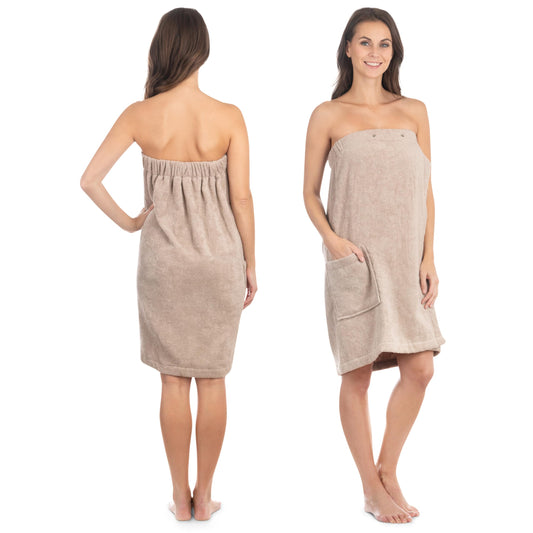 Liebenstein® Premium Sauna Wrap for Women with Buttons - in 2 Sizes - made of finest cotton - perfect fit for a non-slip sauna experience - fluffy & soft women's sauna towel.