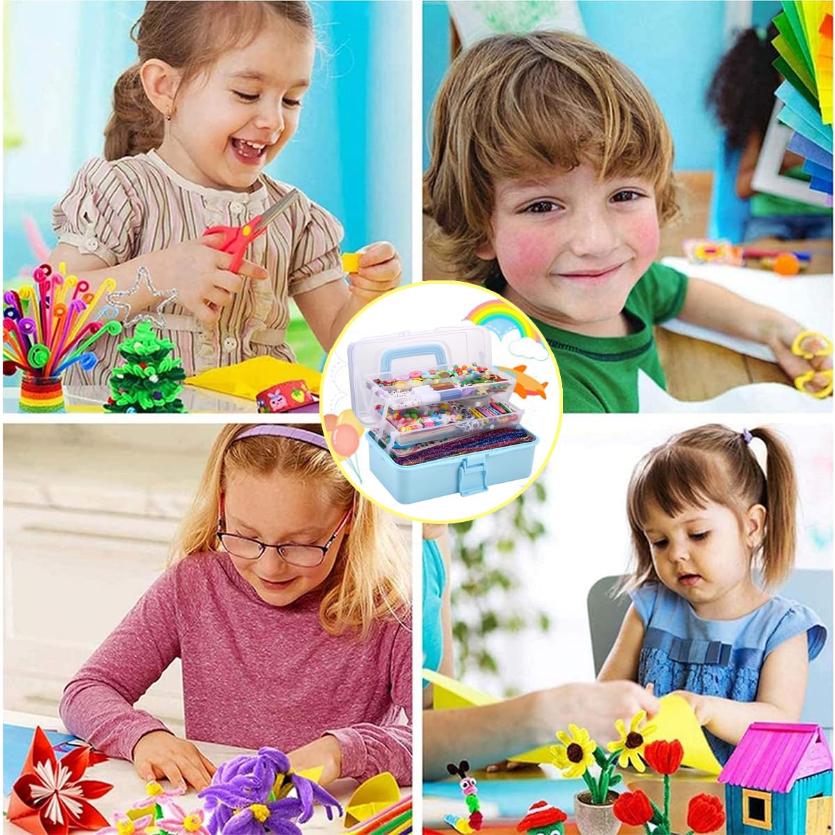 Goodenguy Craft Kit for Kids, 3000+ Pcs Craft Kit Supplies Material Set, Large Craft Box Gifts for Girls Boys 3 4 5 6 7 8 9 10 11 12 Years Old - Light Green