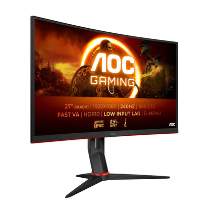 AOC Gaming C27G4ZXE - 27-inch FHD Curved Monitor, 280Hz, 1ms, HDR10, FreeSync Premium (1920x1080, HDMI, DisplayPort) black/gray