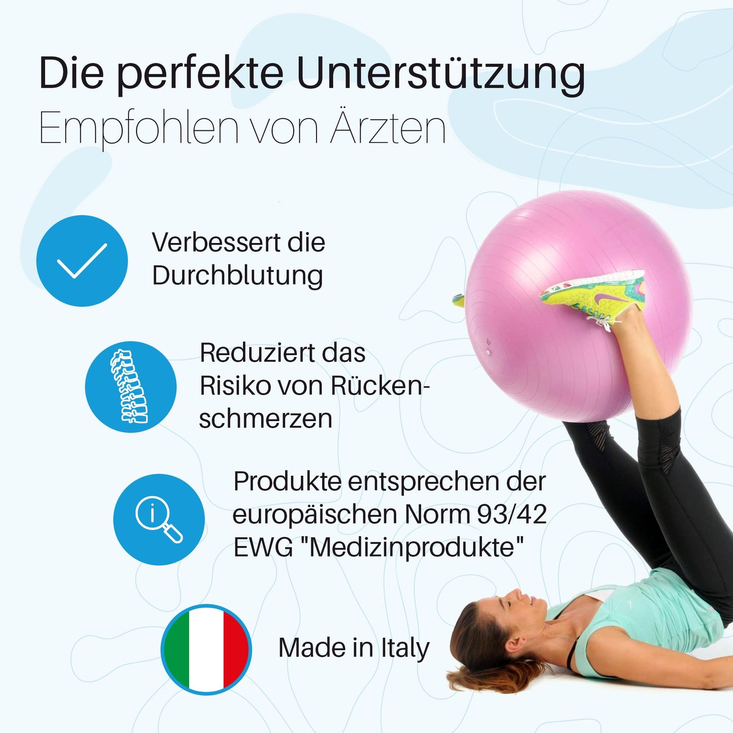 PEZZI MAXAFE Exercise Ball Pezzi Ball Therapy Ball 75 cm Fitness Ball Ruby