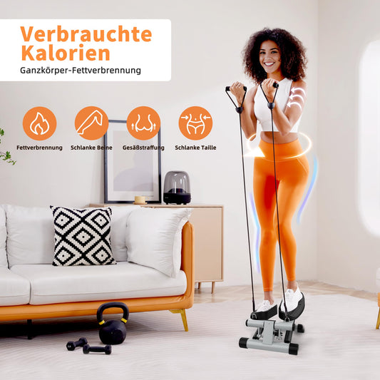 Niceday Mini Stepper for Home | Up-Down Stepper with Power Ropes | Home Trainer with LCD Display | 2 in 1 Training Device up to 100kg | Leg/Arm Trainer, Home Fitness Exercise