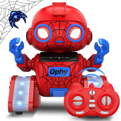Ophy Robot Kids Toy Spider, rechargeable and projectable, RC robot with LED eyes and music, RC toy monster with gesture sensor for kids 3-8 years old, boys and girls gift, Red