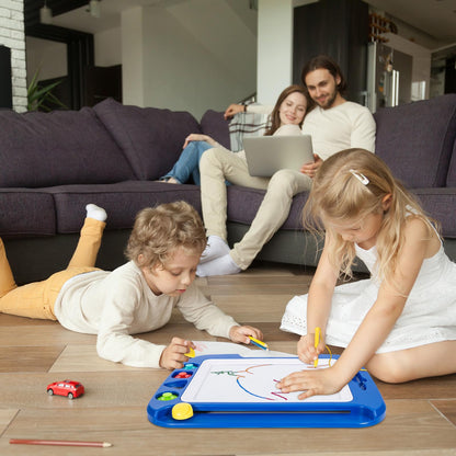 SGILE Large Magnetic Drawing Board, 42x32cm Doodle Board Magic Drawing Board Sketch Pad with 4 Shape Stamps for Kids 3+ Gift, Blue