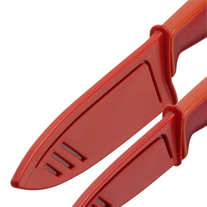 WMF Touch knife set 2-piece, kitchen knife with protective cover, special blade steel coated with non-stick coating, sharp, chef's knife, vegetable knife, red