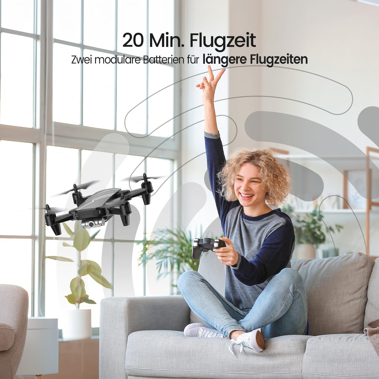 DEERC D20 drone for kids with HD camera, foldable RC quadcopter with FPV live transmission, long flight time, gesture control, flight path, altitude hold, one key start/land, headless mode, 3D flips for beginners.