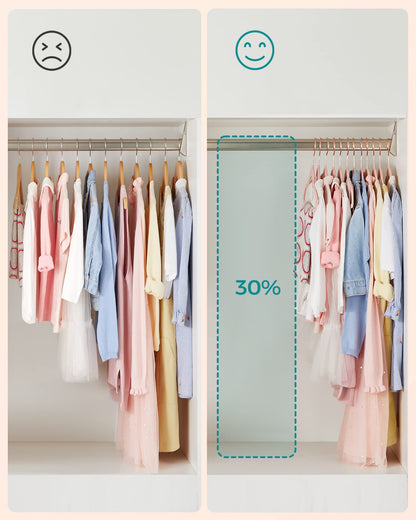 SONGMICS Kids Velvet Hangers, Set of 50 Baby Hangers with 360° Rotatable Hook in Rose Gold, Space-Saving and Non-Slip, for Closet Organization, Pastel Pink CRF027P01