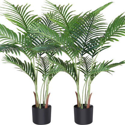 Fopamtri Artificial Areca Palm 110cm Artificial Palm, 10 branches, for indoor and outdoor use Modern decoration Faux plant Pot family Housewarming gift (2 pieces)