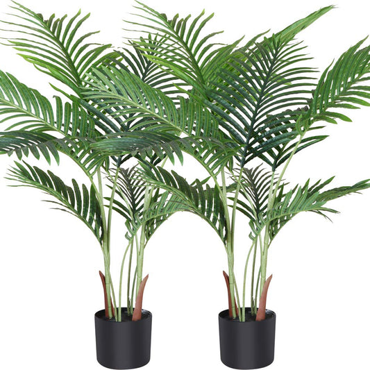 Fopamtri Artificial Areca Palm 110cm Artificial Palm, 10 branches, for indoor and outdoor use Modern decoration Faux plant Pot family Housewarming gift (2 pieces)