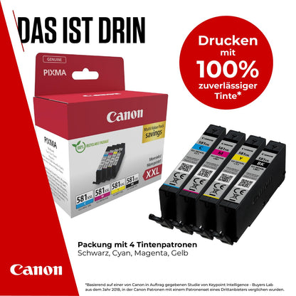 Canon Ink Cartridges - CLI-581 C M Y BK Original XXL High Capacity Printer Cartridges 4 Pack (1 x XXL Black, 1 x Cyan, 1 x Magenta, 1 x Yellow)