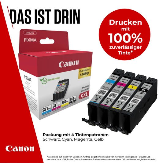 Canon Ink Cartridges - CLI-581 C M Y BK Original XXL High Capacity Printer Cartridges 4 Pack (1 x XXL Black, 1 x Cyan, 1 x Magenta, 1 x Yellow)
