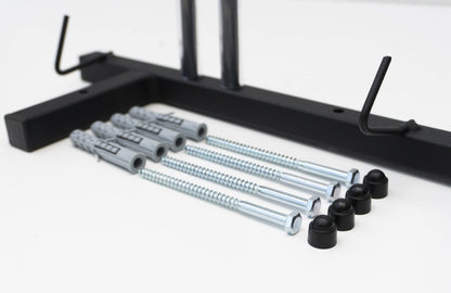 QLS Trading Ski Rack S3 Wall Ski Rack for 4 pairs 83 cm Nordic Walking Trekking Poles Ski Carrier Hook Rail with protective rubber coating for space-saving storage