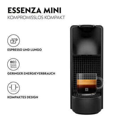 Krups Nespresso Essenza Mini XN1108 coffee capsule machine | 19 bar | Energy saving mode | 1260 W | 0.6 liters | 8.03 x 3.31 x 12.99 cm | black