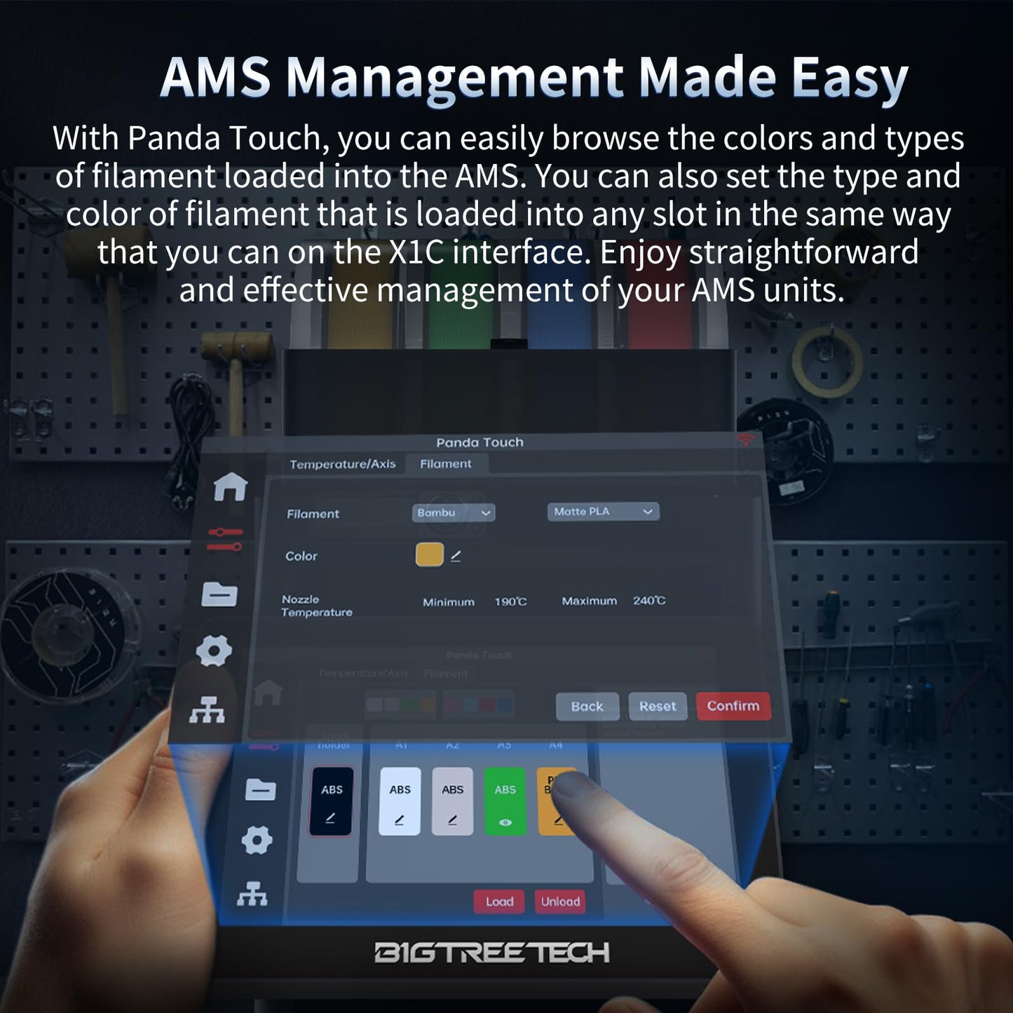 BIGTREETECH Panda Touch, compatible with Bambu-lab P1S/P1P/X1C/A1/A1 Mini 3D printers, touchscreen upgrade kit, supports AMS and multi-printers management. Please check firmware compatibility.