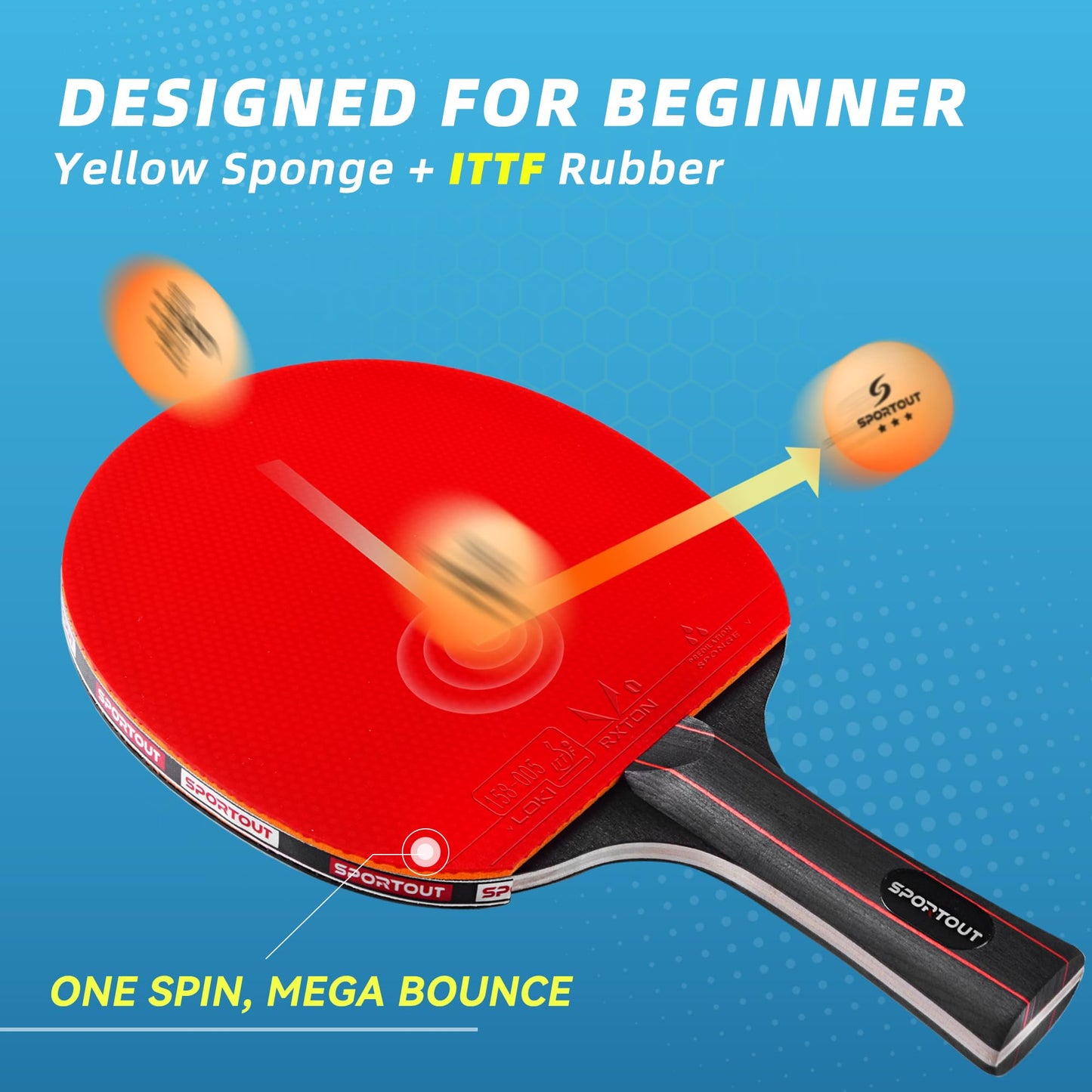 Table tennis racket set, 4 table tennis rackets with 8 table tennis balls table tennis racket set with bag professional sports set for indoor outdoor games