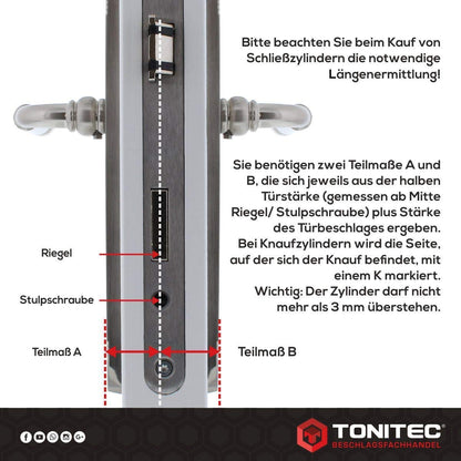 ABUS EC550 profile cylinder with knob, length Z45/K45mm, includes 8 keys.