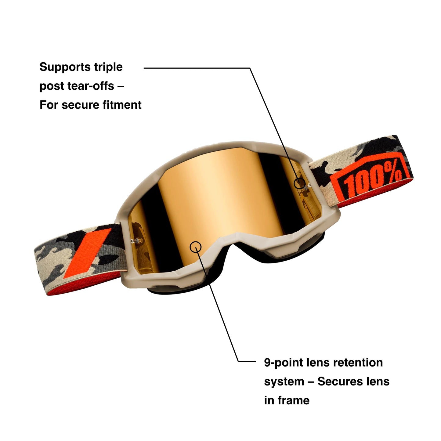 100% STRATA 2 Black Goggle - Silver Mirrored Lens