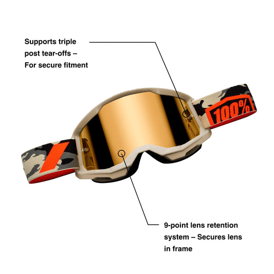 100% STRATA 2 Black Goggle - Silver Mirrored Lens