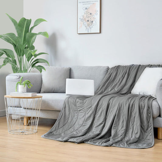 Laneetal Cooling Blanket, lightweight summer blanket with Arc-Chill Q-Max > 0.45 cooling fibers, self-cooling blanket for humans, summer bedspread for sleeping, throw blanket, couch blanket, travel blanket in Grey 150x200 cm