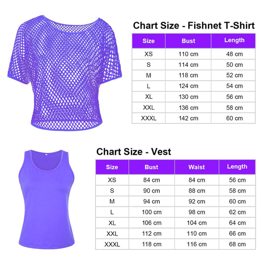 WILDPARTY 80s 90s Outfit Women, Mesh Shirt, Tank top, Leg warmers, Fishnet gloves, Costume 80s Mesh top Women Tops Neon Shirt 80s Aerobic Outfit Clothing Theme Party Clothes