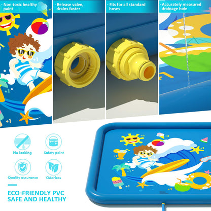 Peradix Splash Pad, 170CM Sprinkler Water Playmat Anti-Slip Splash Play Mat for Summer Outdoor Garden Kids Toy Sprinkler Pool for Baby Party.