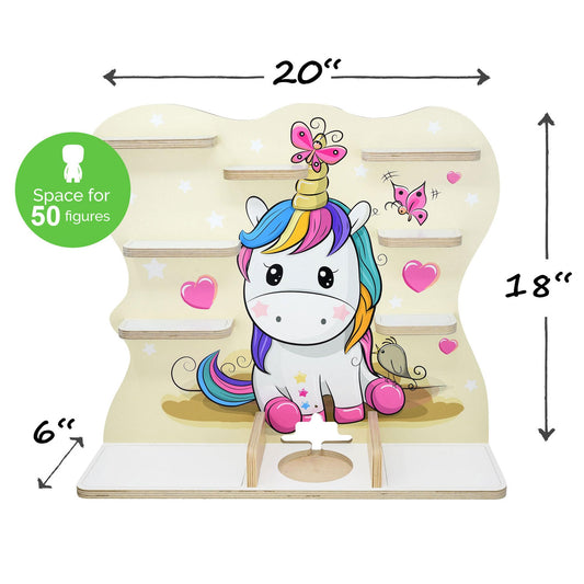 City corner children's shelf for music box | Suitable for the Toniebox and about 50 Tonies | Perfect storage for kids' rooms | For standing or hanging (Pony, Large)