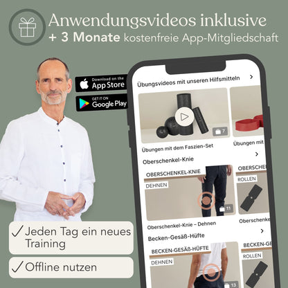 Liebscher & Bracht Original Fascia Set: Fascia roll and fascia ball (2 each) Made in Germany, Includes exercise app.