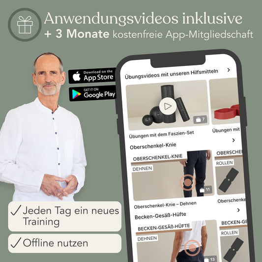 Liebscher & Bracht Original Fascia Set: Fascia roll and fascia ball (2 each) Made in Germany, Includes exercise app.