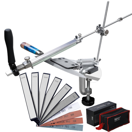 CWOVRS Knife Sharpener Pro, RX-008 Knife Sharpening System Stainless Steel, 360° Flip Rotation with Fixed Angle, Precision Upgrade Slider, Kitchen Chef Knife Sharpener Set with 4 Sharpening Stones + 6 Diamond Stones.